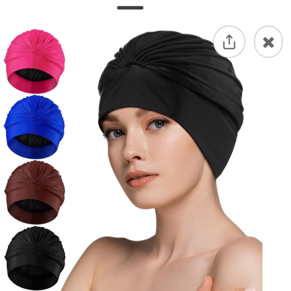 Set of 3 new bathing caps designed for long hair